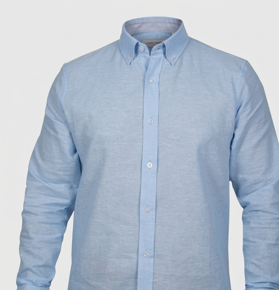 Camisa Lino Hombre Azul Cielo