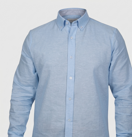 Camisa Lino Hombre Azul Cielo