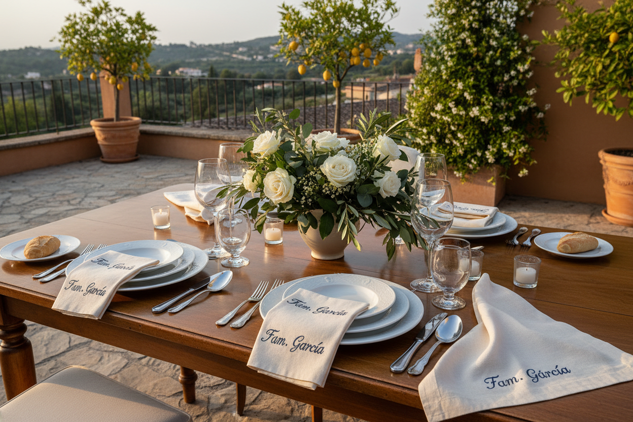 Servilleta Bordada Lino Personalizada 8pz